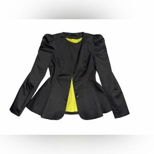 Rare L.A.M.B. Y2K Gwen Stefani Black Structured Peplum Blazer Jacket, Size 6